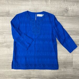 Alfred Dunner Blue Petite Top Size 10 Petite